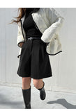 Hairy Shorts Women's Autumn And Winter 2026 New High-Waisted Outer Five-Point Trousers Small Letter Type Broad-Legged Trousers