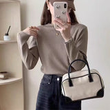 KANING Solid-Colored Semi-High Collar Knitted Shirt 2026 Autumn And Winter New Loose Basic Jacket Sweater Bottom