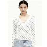 Fashion Hottie Sexy Lace Side Splicing Long-Sleeved T-Shirt Girl Spring Design Slimming Thin Bottom Shirt Top