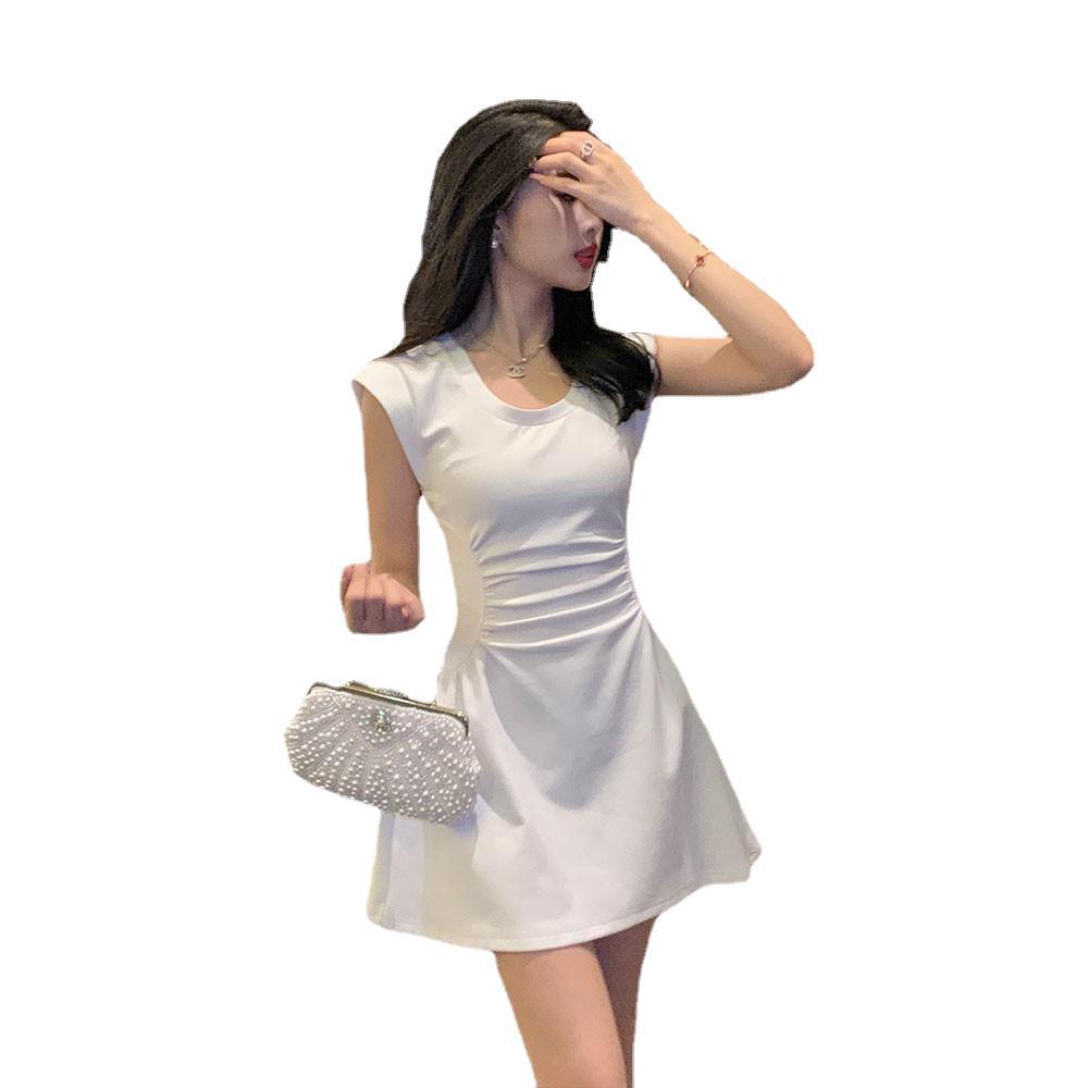 French Fashion Senior Temperament Dress Women Summer New Folds To Receive Thin A-Word Short Skirt Ins Tide