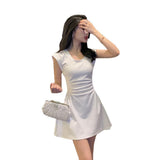 French Fashion Senior Temperament Dress Women Summer New Folds To Receive Thin A-Word Short Skirt Ins Tide