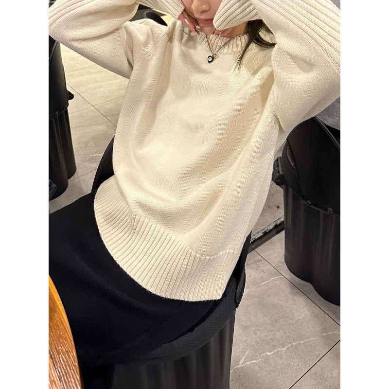 KANING Korean Version Of The Basic Round-Neck Red Sweater Women 2026 Autumn And Winter New Lazy Style Design Knitted Shirt