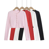 Sweet Sister Six Buckle Teeth Open Shirt Fashion Long Sleeve Thin Short Coat Sunscreen Thin Top