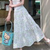 Broken Flower Tea Rests High Waist Half-Dress Woman's Spring 2026 New A Word Showing Thin And Gentle Style Long Skirt