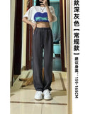 Autumn And Winter Sweatpants Dark Gray Plus Velvet Loose High-Waisted Rope Trousers Women's Ins Broad Leg Pants Slacks