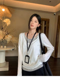 [Floak Cotton] White Striped Two Long-Sleeved T-Shirts On The Autumn Korean Loose Lazy Windshield Shirt