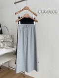 Spring And Autumn New Skirt Women's High-Waisted T-Shirt With Sports Leisure Thick Straight Straight And Straight Skirt Open A-Word Long Skirt