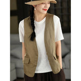 2026 Spring And Summer Cotton Sleeveless Vest Coat Female Curve Splicing Show Thin Horse Clip Top Woman
