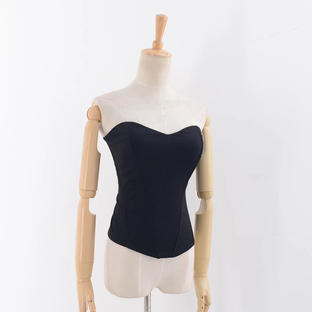 Hottie Three-Dimensional Fish Bone Girded Sleeveless Top Figure