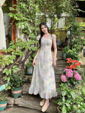 Lotus Leaves Flakes Spun Micro Fat Mm Tea Break French High-End Feeling Sweet Broken Flower Dress Women's Seaside Holiday Wind