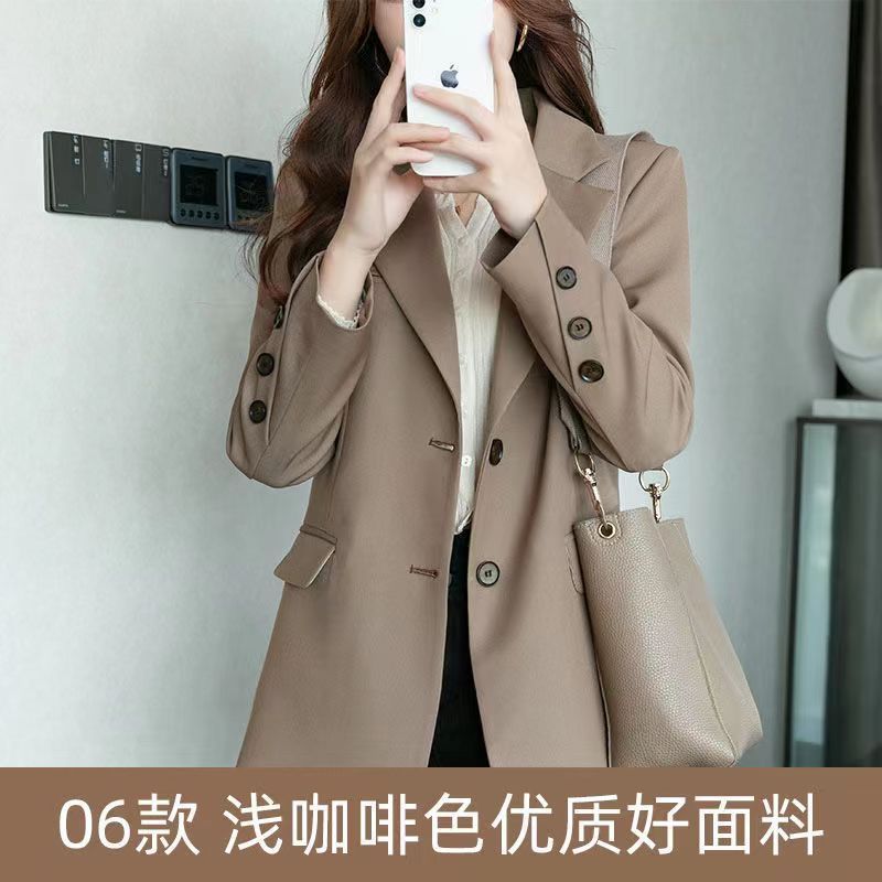 Spring And Autumn 2025 New Women's Casual Small Suit Medium Long Temperament Slim Slim Small Suit Women