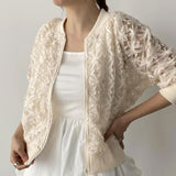 Lotte Spring And Summer Easing Embroidered Women's Skinny Shirt Lace Jacket Sunscreen T-Shirt