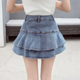 Real Shooting 2025 Summer New Version Of The Denim Lotus Side Half-Body Skirt Fishtail Skirt High Waist Thin And Sweet