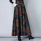 Autumn And Winter Lattice Half Dress Girl Retro New Large Size A Skirt Big Swing Skirt High Waist Thin Skirt Tide