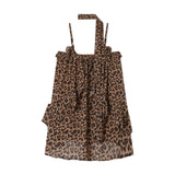 [Double-Sided Leopard-Print Fabric + Ribs] Leopard Print V-Neck Wear Sling Vest Summer New Top Woman