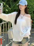 Sexy Thin Little Through Hottie Breathable Long Sleeve Sunscreen Summer Loose Jacket Female T Air Conditioning Mesh Jersey