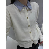 Station 2026 Autumn And Winter French Temperament Female High-Quality Collar Collar Collar Two Knitted Open Shirt Woman