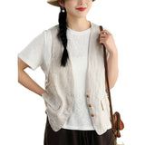 2026 Spring And Summer Cotton Sleeveless Vest Coat Female Curve Splicing Show Thin Horse Clip Top Woman