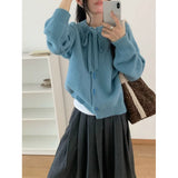 KANING Lazy Wind Bows Solid-Colored Knitted Cardigan 2026 Autumn And Winter New Korean Wearing Sweater Coat Women