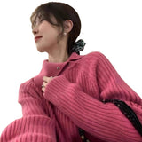 KANING Korean Version Of The Solid Color High-Necked Knitting Shirt 2026 Autumn And Winter New Lazy Soft Glutinous Sweater Woman