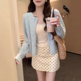 KANING Autumn Summer Green Knitted Cardigan Romantic Hollow Hook Flower Gentle Goddess Soft-Cooked Outside The Girl