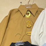 2026 Heavy Industry Fashion Collar Loose Personality Button Simple Women's Long-Sleeved Shirt Shirt