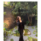 Black Long-Sleeved Dress Women's Autumn 2025 New High-End Fish Tail Waist Sexy Backpack Hip Skirt