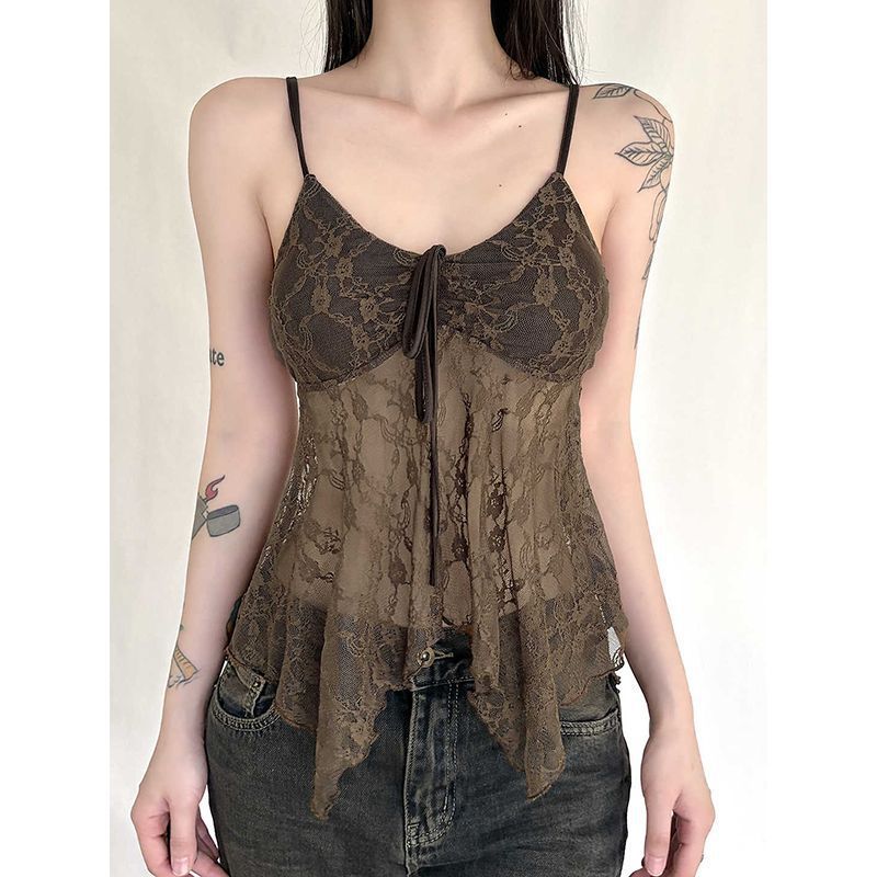 Temperament Lace Splicing Sling Vest Women's Winter New Slimming Inside The Ocean To Catch Up With A Coat