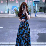 Bubble Sleeves Wneck Dress Women's Summer New Seaside Resort Style High-End Temperament Waist A Word Long Dress