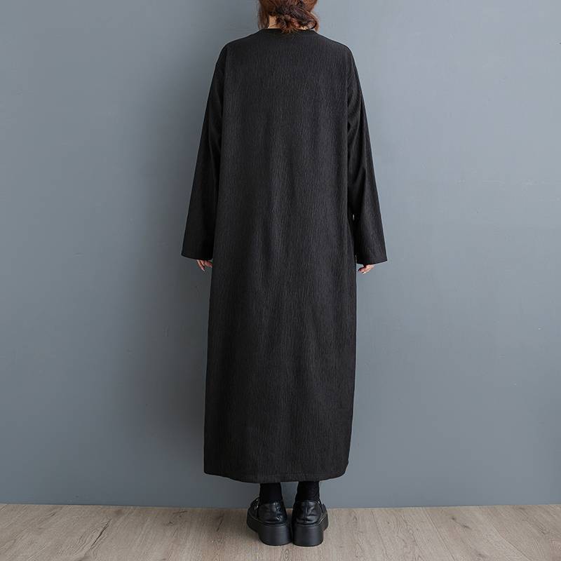 Real Shooting In The Autumn Of 2026 New Simple Dark Texture Languid Leisure Loose Thin Sleeve Dress
