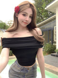 Ins Pure Sex With A Short Shoulder Umbilly Umbilly Tops For Women's New Slimmed Hottie Tops