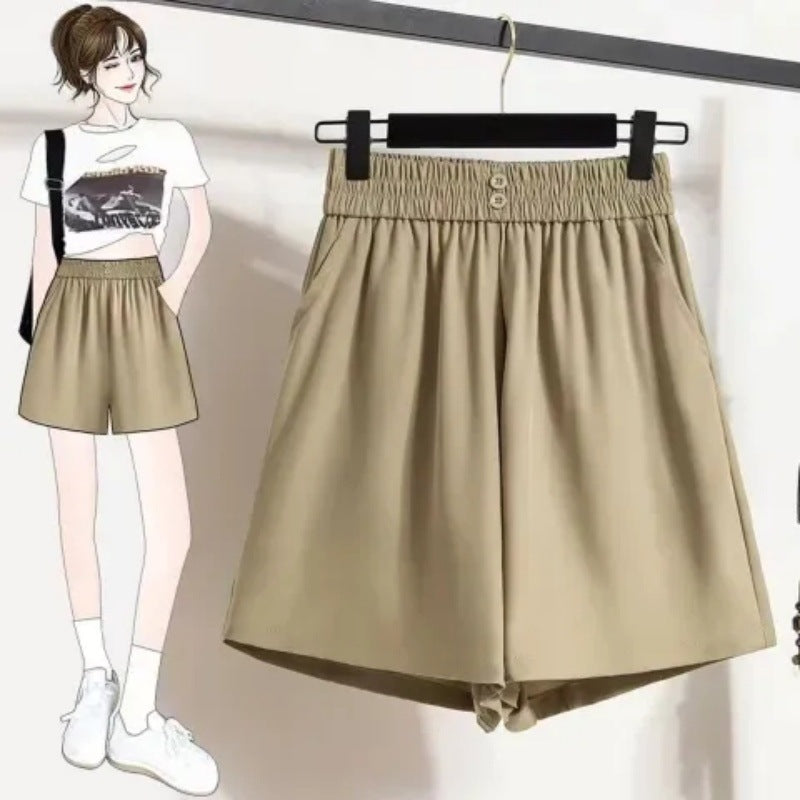 Shorts Women Summer Thin Loose Thin Ice Silk Cool Pants Small A Word Casual Broad Leg Pants High Waist