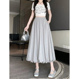 Summer New Long Dress Women's High-Waisted T-Girl Skirt Small White Half Dress Small Small Long Dress