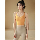 Beauty Back Sleeveless With Chest Cushion Yoga Suit Sling Vest Summer 2025 New Leisure Sports Fitness Top