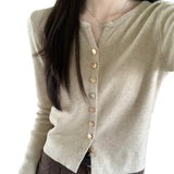 KANING Autumn's New Korean Version Of The Single-D Row Metal Buckle Temperament Knitted Cardigan Women's Short Sweater Coat
