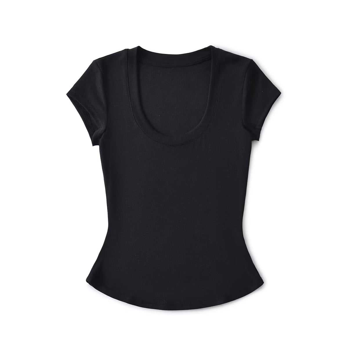 Pure Breeze Summer Cool U Collar Short-Sleeved T-Shirt Thening Waist Thin Bottom Half-Sleeved Top Sexy Comfortable