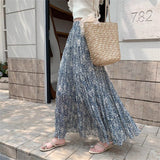 Summer New Chiffon Folded Flowers Half-Dress Women's High Sense Of Elegance Elegant Style Fall A-Dress Skirt