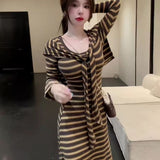 Pure Hot Girl Hit The Striped Dress + Outer Shawl 2026 Autumn And Winter New Popular Dress Women's Dress