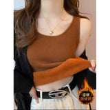 KANING Integrated Velvet Warm Vest New Sling Tape With Women Autumn And Winter Plus Thick Bottom Knitting Tops Women