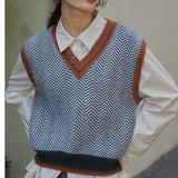 South Korea Dongdaemun 2026 Autumn And Winter New Retro V-Neck Short-Sighten Knitted Vest Woman