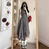 French Sleeveless Irregular Lattice Vest Dress Women's Summer 2025 New Small Temperament Long Dress