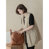 Casual Windwear Vest Women 2025 New Spring And Autumn Draw Rope Tied With A Hundred Temperament Windcoat Loose Vest Top
