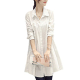 Large-Size Women's Clothing Spring New Blouse Collar Collar Long-Term Skirt Fat Sister Loose Shirt