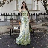 New Sensing Fengfeng High-Sensing Printed Flying Sleeve Dresses Women's Summer Bags And Buses Long Dresses