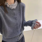 KANING French Wooden Ear Bump Color Knitted Cardigan Women 2026 Autumn New Women's Sweater Women's Knitted Shirt