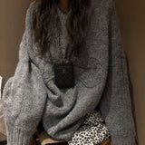 Kaning Bow Languid Wind Jacket Sweater 2026 Autumn And Winter New Loose Korean Design Knitted Shirt
