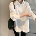 Uniform Shirt Base Long-Sleeved White Shirt Women New Basic Work Clothes With Retro Shirt Woman
