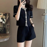 Summer Women's Temperament Goddess Fan High-End Small Fried Street Age-Old Fashion Style Shorts Two-Set #905