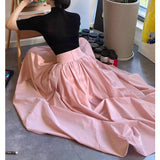 High-Grade Pink Half-Dress Woman Spring 2025 New High-Waist Hanging Sense A-Word 100-Fold Skirt Mid-Long Dress