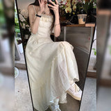 Gentle Wind Small A Word Long Dress Summer 2025 New French Fairy Little White Dress Hanging Dress